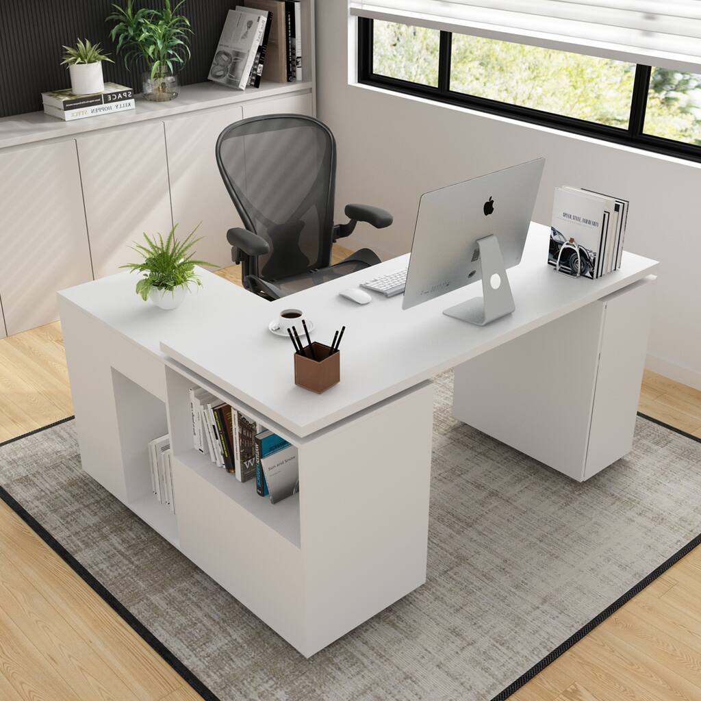 Kerrogee Home 57.3" Office Computer Desk L Shaped Corner Desk