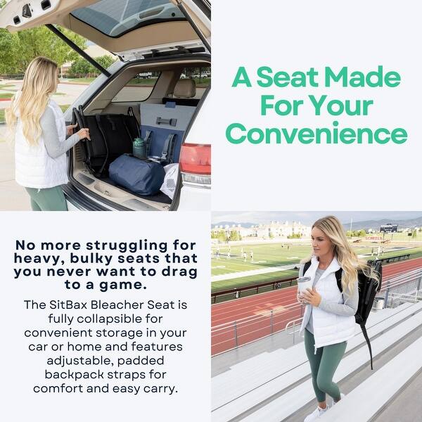 Padded Bleacher Seat – Reclining Stadium Chair with Full Back, Neck Support and 360 Swivel - Patent Pending