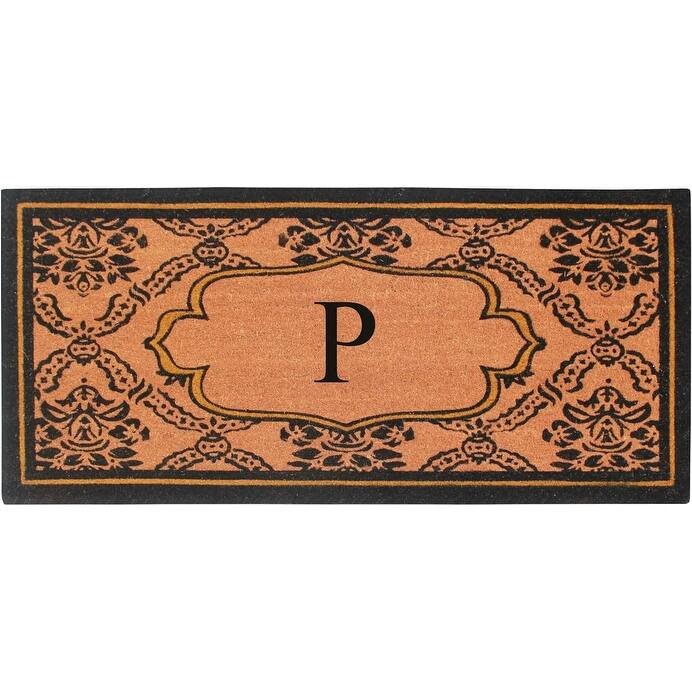 A1HC Uriel Bleached Coir Anti-shred Monogrammed Doormat, 30" X 60" - monogrammed p