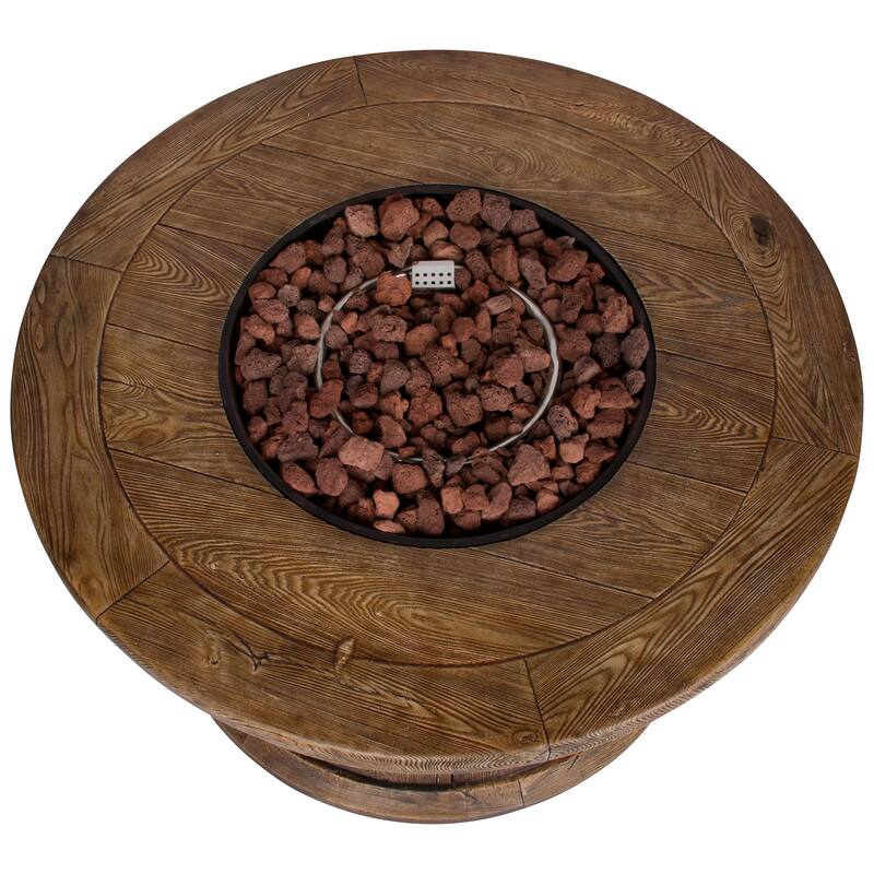 Fire & Flare 35"W Round 50K BTU Outdoor Propane Fire Pit Table with Lava Rocks