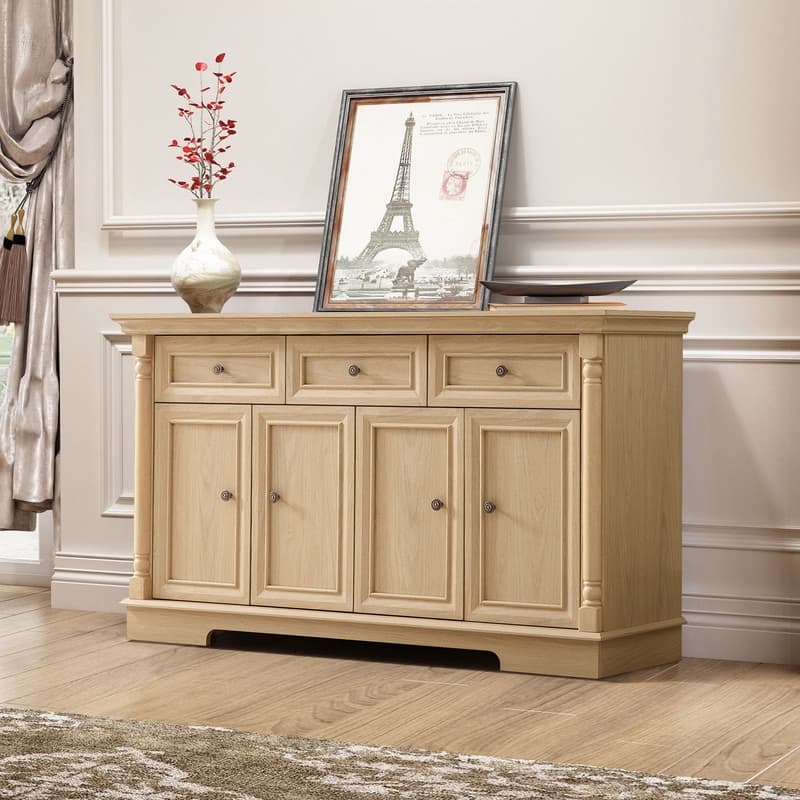 Farmhouse 55" Sideboard Buffet, Kitchen Storage Cabinet with 3 Drawers for Organized Home Living Solutions