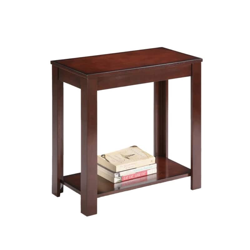 24" Narrow Wood Side Table with Bottom Shelf Rectangular End Table for Bedroom or Living Room - 24"L x 12"W x 24"H