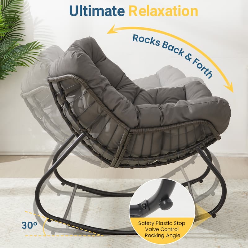 Patio Rocking Chair with Ottoman