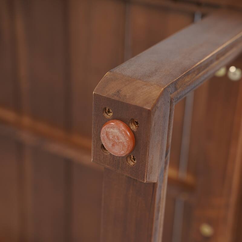 Roomfitters Outdoor Patio Coffee Table with Slatted Wood Design, Weather-Resistant Frame