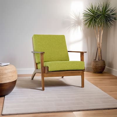 Kymber Teak Wood Linen Lounge Chair
