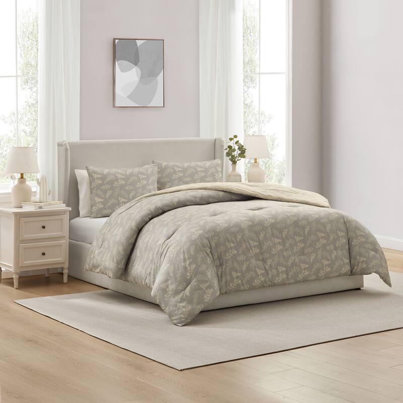 Empyrean 3PC Reversible Botanical Printed Comforter Bedding Set