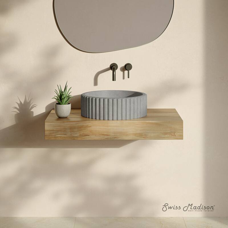 Lafayette 16" Round Concrete Vessel Sink In Gray - 16