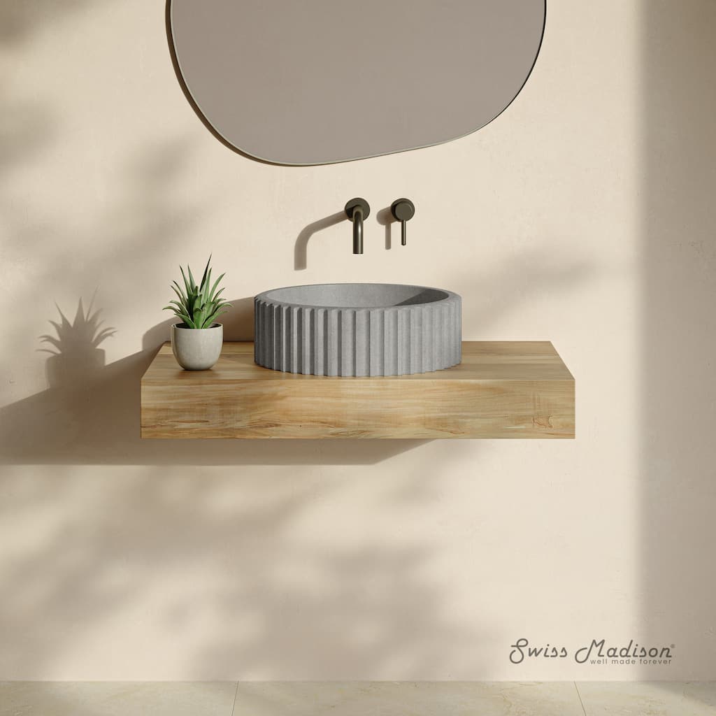 Lafayette 16" Round Concrete Vessel Sink In Gray - 16