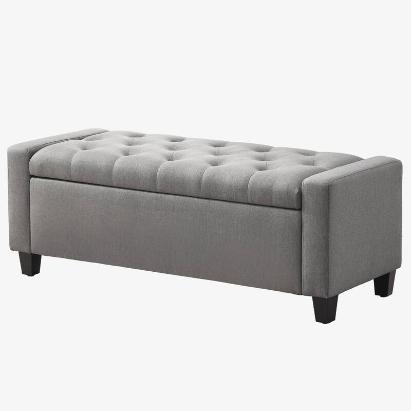 HUIMO Modern Upholstered Flip-Top Storage Ottoman