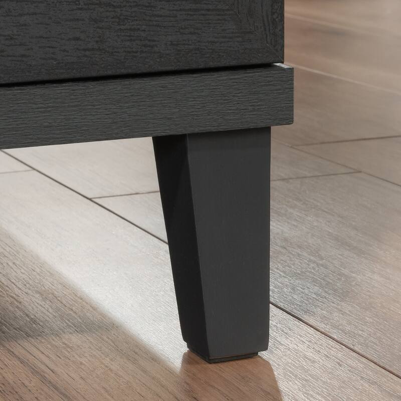 Engineered Wood Coastal Desk with Two Storages, Black