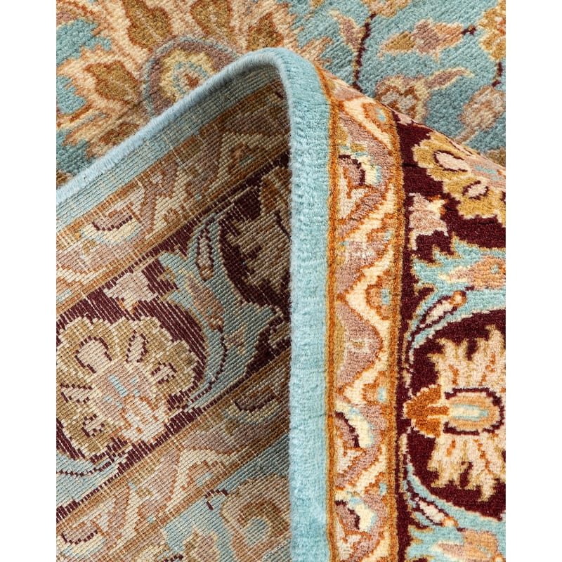 Overton Handknotted Wool Traditional Oriental Light Blue Area Rug - 3' x 5'
