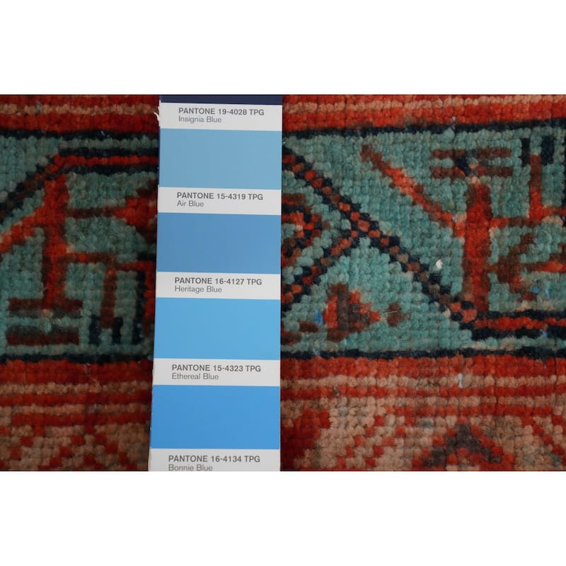 Hand Knotted Oriental 100% Wool Carpet Traditional All-Over Oranges & Rust Botemir Runner Rug - 10' 4'' X 3' 5''