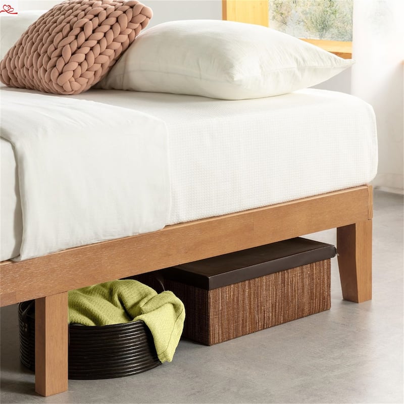 12 Inch Solid Wood Platform Bed with Wooden Slats