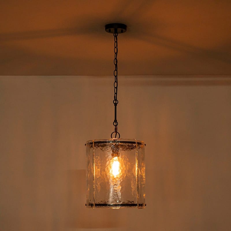 12.6''W Modern 1-Light Water Rippled Glass Pendant - 14.6in
