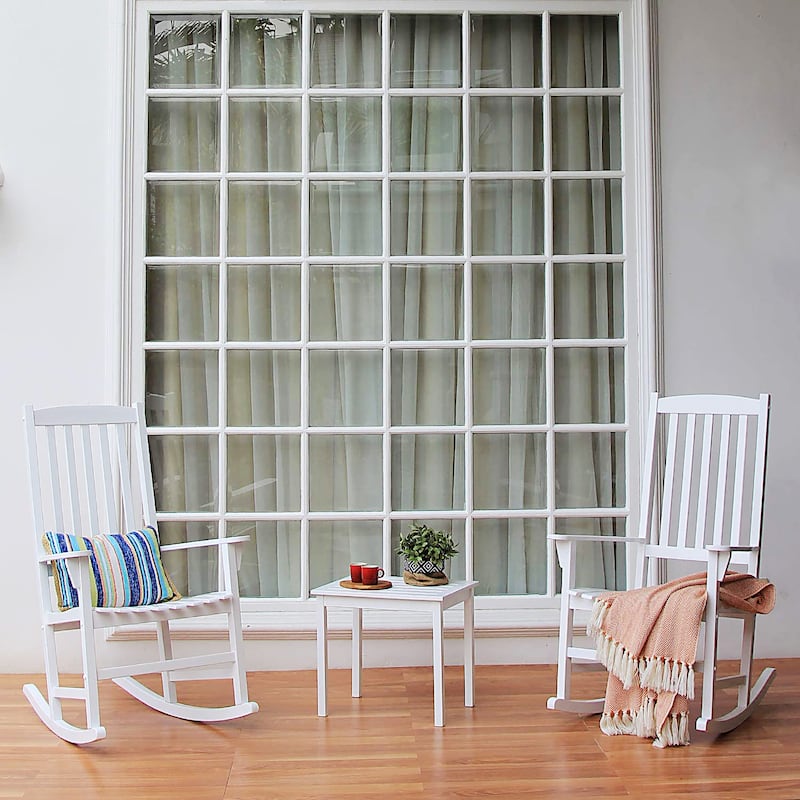 Cambridge Casual Alston 3-Piece Wood Outdoor Rocking Chair Set - White