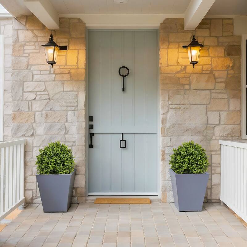 22in Artificial Boxwood Topiary Ball Trees in Pots for Indoor Outdoor Home Garden Decor 2pcs/set