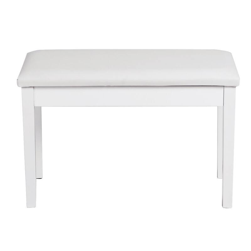 Costway Solid Wood PU Leather Piano Bench Padded Double Duet Keyboard