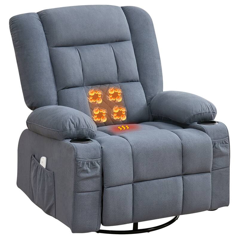 Recliner Chair with 4-Point 3D Kneading Massage and Heat for Living Room
