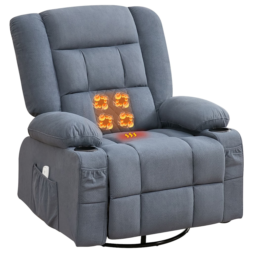 Recliner Chair with 4-Point 3D Kneading Massage and Heat for Living Room