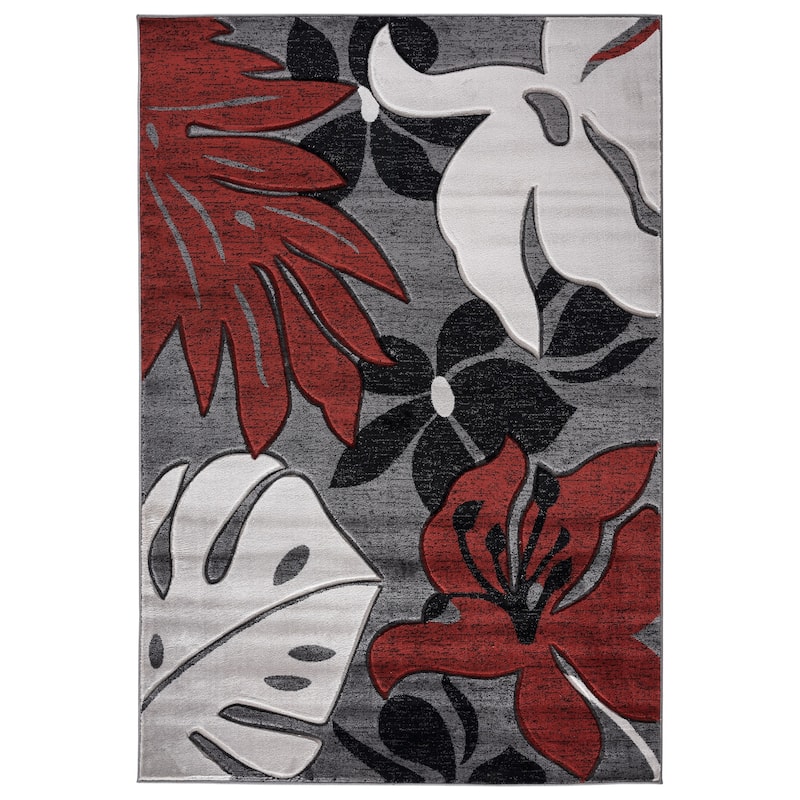 Glamour Floral Collection Polypropylene Area Rug