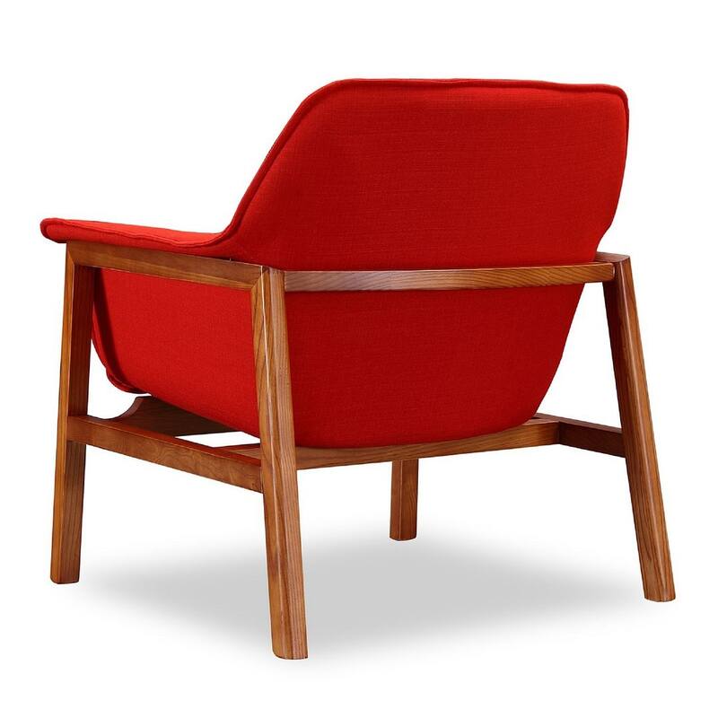 Manhattan Comfort Miller Walnut Linen Weave Accent Chair