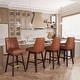 preview thumbnail 48 of 52, Pellebant 30.6'' H Solid Wood Swivel Bar Stool with Back Brown-Setof4