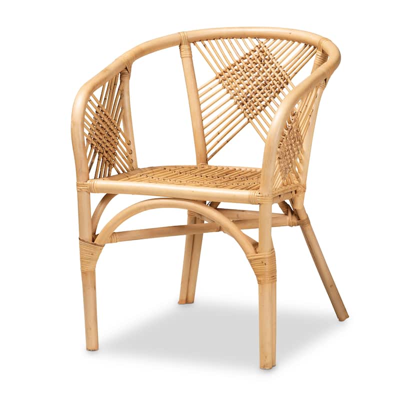 Kagama Modern Bohemian Natural Brown Rattan Dining Chair - Natural Brown