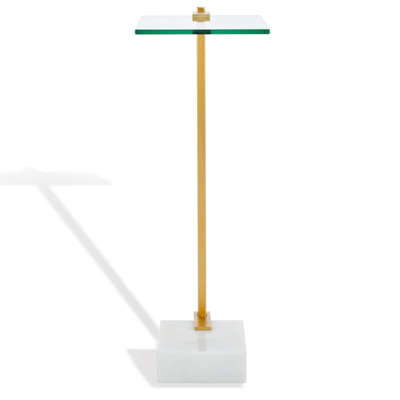 SAFAVIEH Couture Idris Marble Base Drink Table - 11"W x 8"D x 24"H