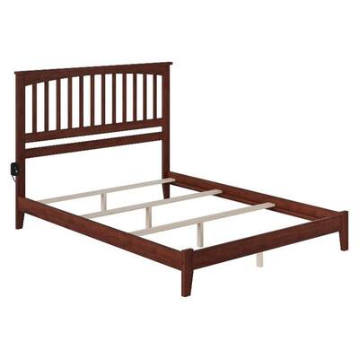 King Solid Wood Panel Bed in Walnut