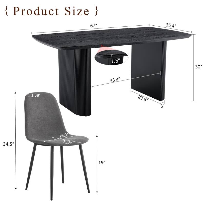 9-Piece Dining Table Set.67 * 35.4 inch MDF dining table With 8 Linen-Cotton Material Dining Chair