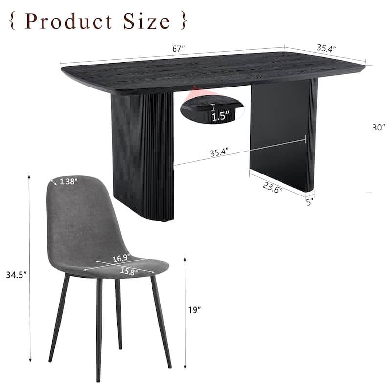 Kitchen Dining Table Set for 4/6/8, 67" Wood Table with Linen-Cotton Chairs, Stylish Dining Room Table Set for Gatherings