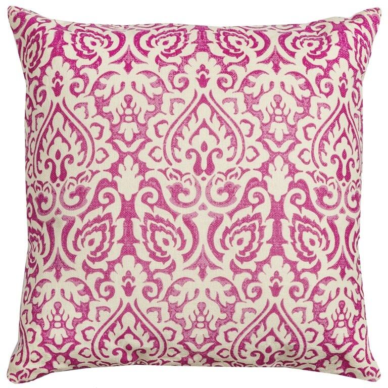 HomeRoots 22" Blue And Natural Damask Cotton Throw Pillow