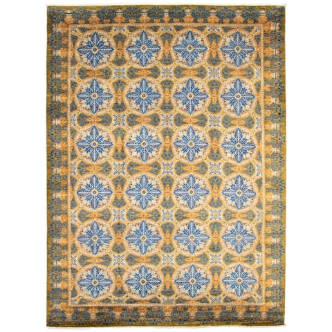 ECARPETGALLERY Hand-knotted Lahore Finest Collection Olive Wool Rug - 10'1 x 13'8