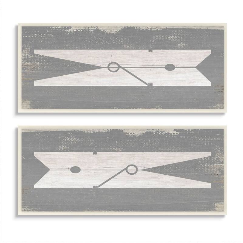 Stupell Simple Laundry Clothespins Distressed Grey Design 2pc Multi ...
