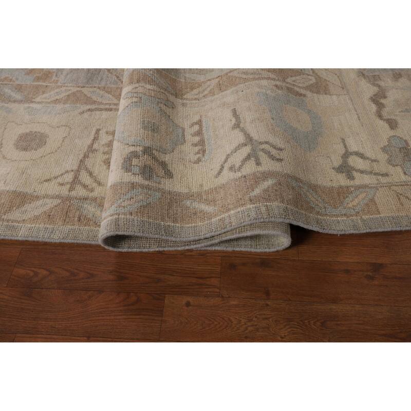 Floral Oushak Turkish Area Rug Handmade Vegetable Dye Wool Carpet - 9'0"x 11'5"