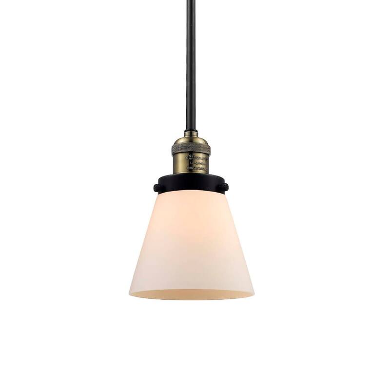 Innovations Lighting Small Cone Single Light 6" Wide Mini Pendant with - Black / Antique Brass / Matte White Cased