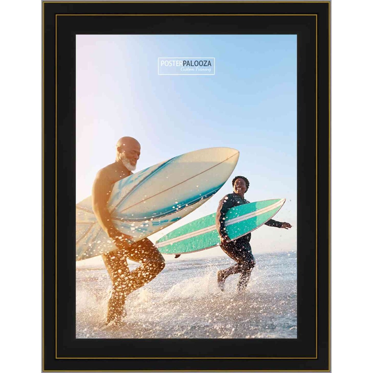 8.5x14 Contemporary Black Complete Wood Picture Frame with