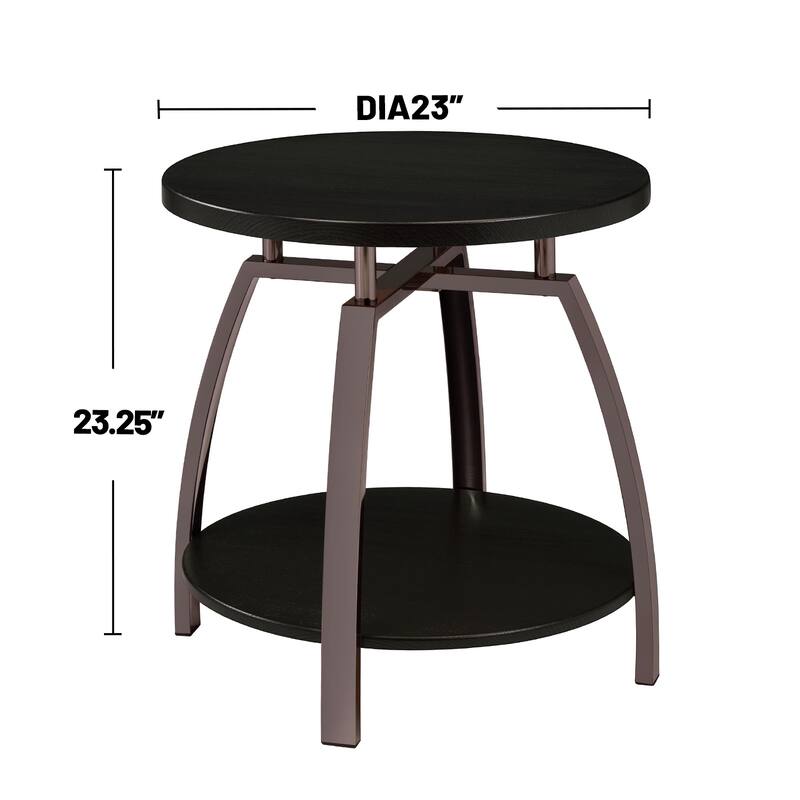 Round Table Set with 2 Open Shelves in Dark Charcoal