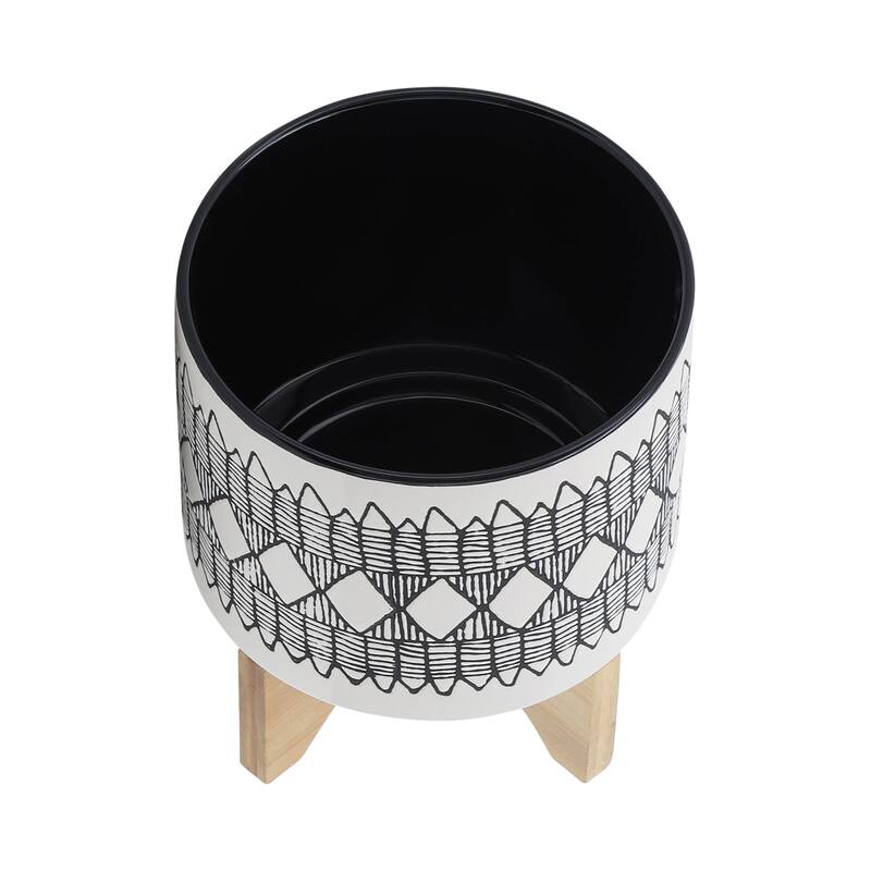 Sagebrook Home Abstract Ceramic Planter on Stand Indoor/Outdoor