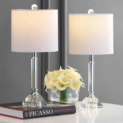 Goddard 19.5" Crystal Column/Metal LED Table Lamp, Clear by JONATHAN Y