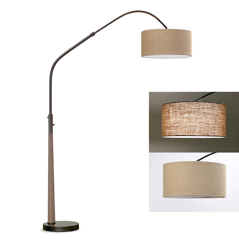 HOMEGLAM Century 81" Solid Wood Arched Floor Lamp with Dimmable LED Bulb