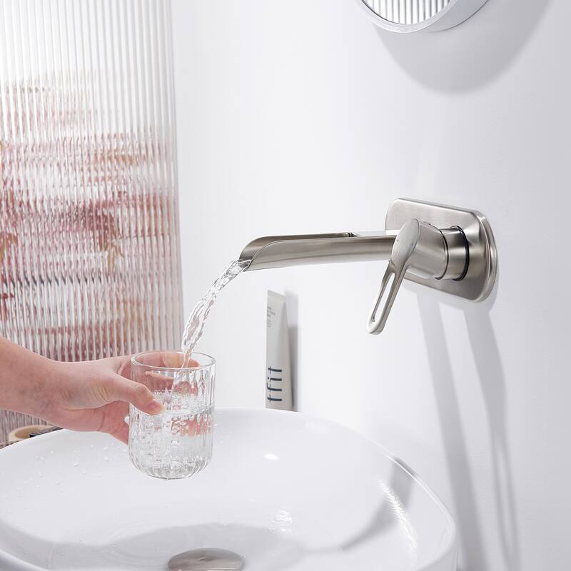 Luxier Vivid Fall 1-Handle Wall Mounted Bathroom Faucet with Valve
