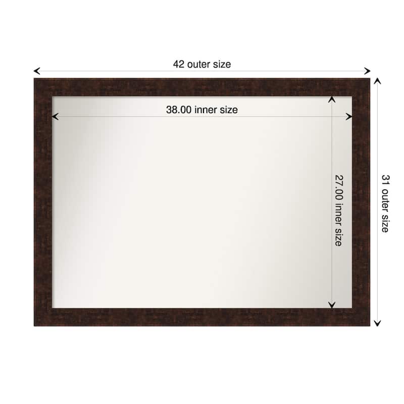 Non-Beveled Bathroom Wall Mirror - William Mottled Bronze Narrow Frame - 42 x 31 in - William Mottled Bronze Narrow