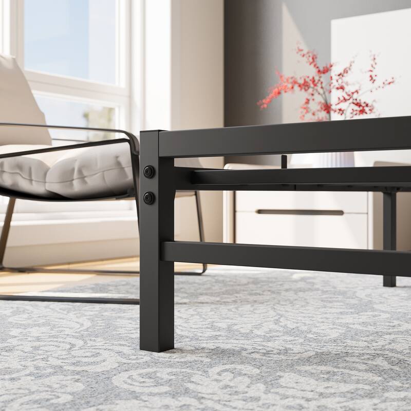 Modern Platform Bed Frame with Rustic Vintage Wood Headboard,No Box Spring Needed