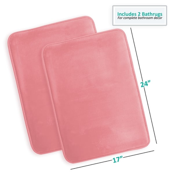 dimension image slide 42 of 58, Clara Clark Ultra Soft Plush Bathroom Rug - Non-Slip, Velvet, Memory Foam Bath Mat - Set of 2