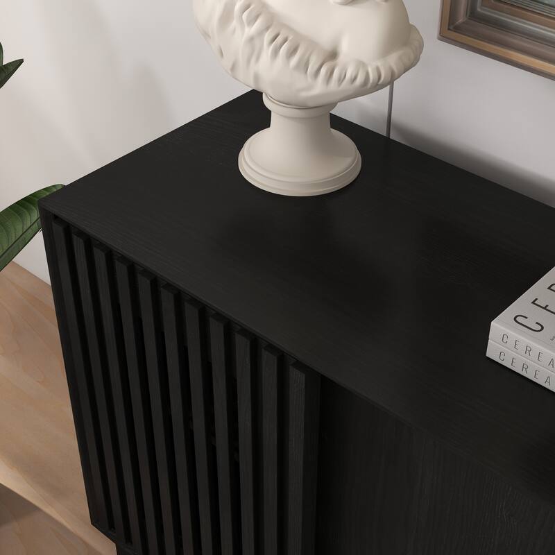 Sliding Door Sideboard Buffet Cabinet TV Console Table with Solid Wood Feet