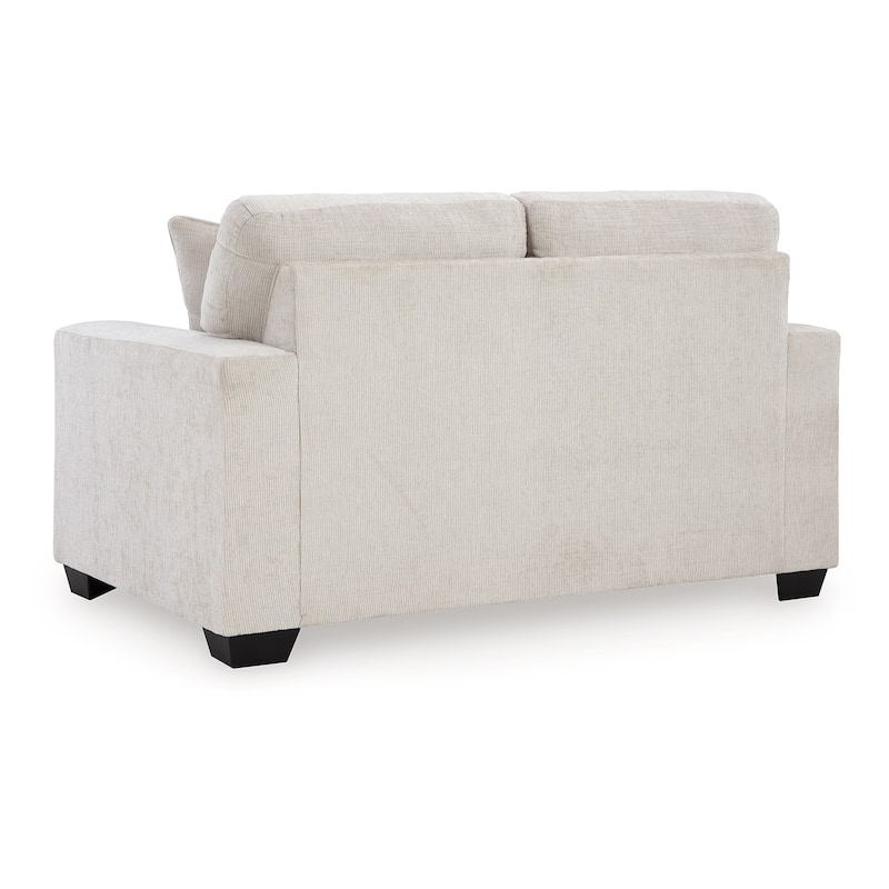 Avie Loveseat, 2 Accent Pillows, White Ivory Polyester, 62 Inch