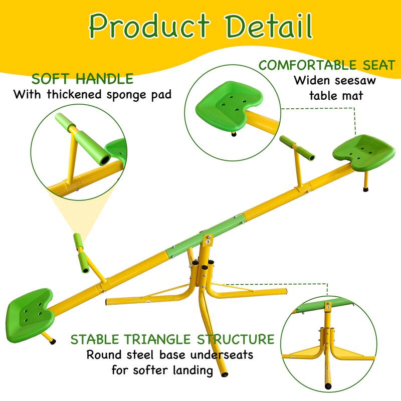 Upgraded Seesaw,Swiveling 360 Degrees Toddlers Sit and Spin Teeter Totter, Kids Outdoor Play Equipment for Backyard Playground