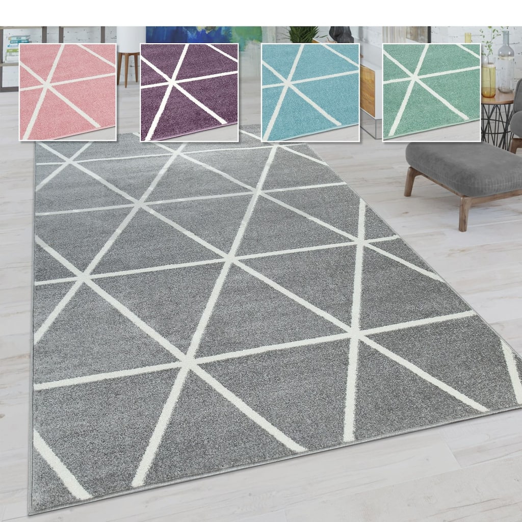 Modern Area Rug for Living Room Geometric Pattern in pastel colors