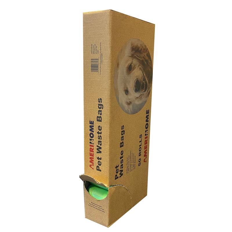 50 Rolls (1000 bags) Standard Size Dog Waste Bags with 2 Leash Clip Dispensers